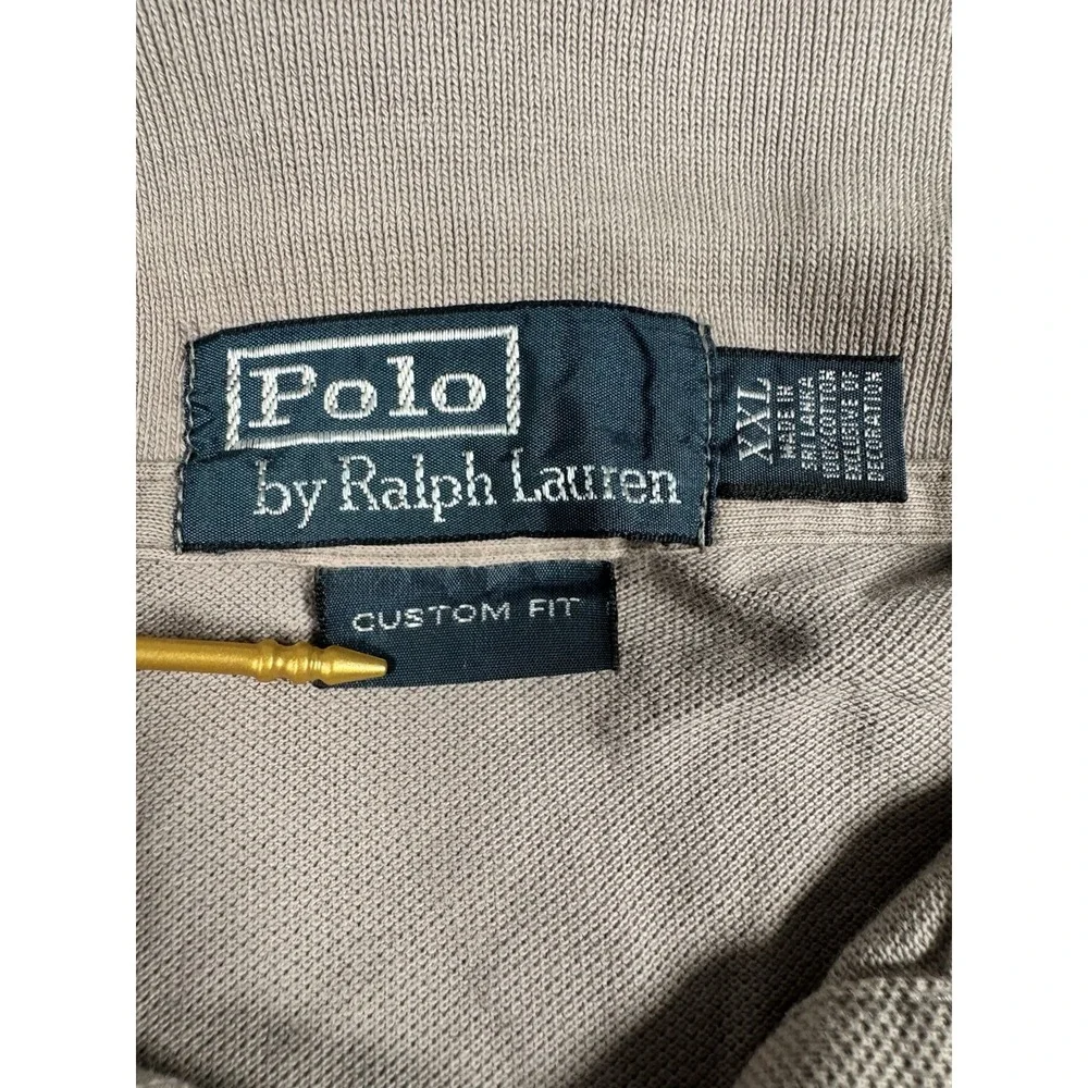 Polo Ralph Lauren Mens Polo Shirt XXL Custom Fit Gray Taupe Pony Short Sleeve
